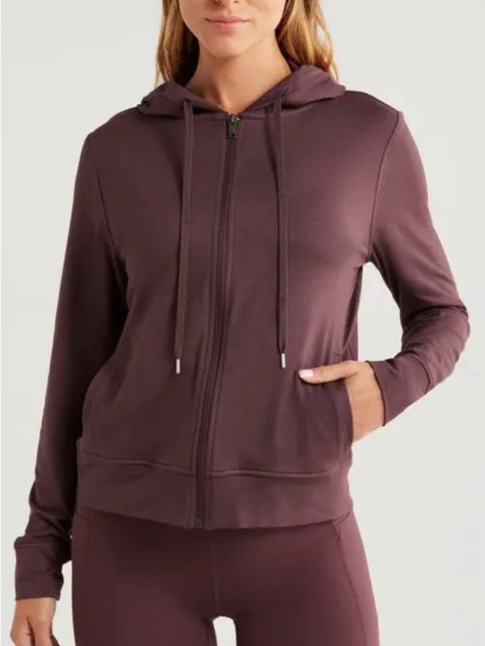 Zella Full‑Zip Hoodie in Deep Plum